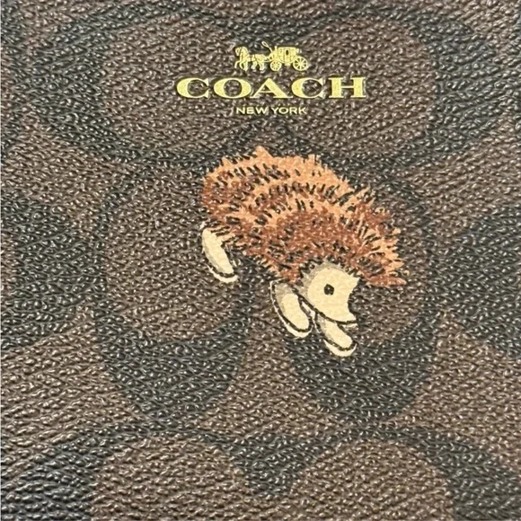 COACH Corner Zip Wristlet Wallet  In Signature Canvas With Hedgehog NWT - Picture 6 of 9